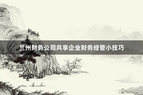 兰州财务公司共享企业财务经管小技巧
