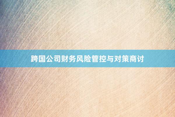 跨国公司财务风险管控与对策商讨